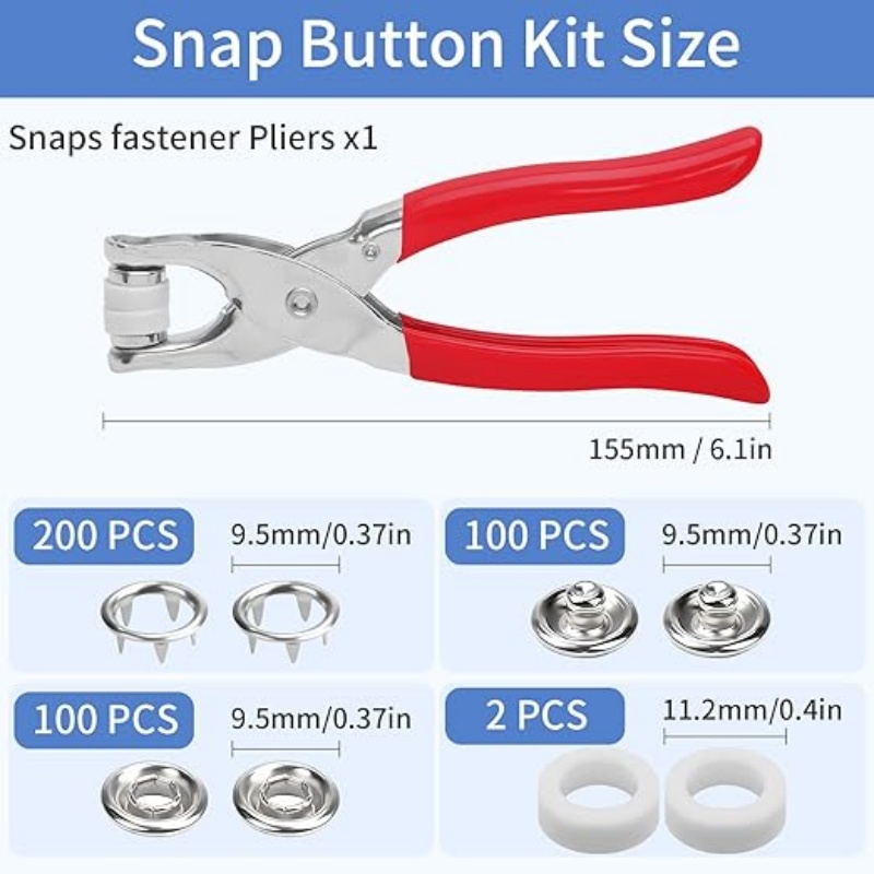9.5mm Metal Snap Button Kit -  - Snap Fastener Set 评论和价格